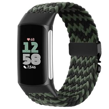 Imagem de Issinlky Pulseira trançada de nylon compatível com Fitbit Charge 6/5, pulseira elástica para Fitbit Charge 5/6 feminino e masculino