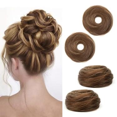 Imagem de TANJET Peça de cabelo de coque bagunçado 100% cabelo humano real elástico elástico para cabelo donut chignon peça de cabelo instantâneo para crianças pré-escolares extensões de rabo de cavalo (#4/27