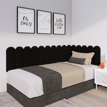 Imagem de Cabeceira Estofada Modular em Suede Para Cama Box Casal, Queen e King 45x20cm(PRETO,17)