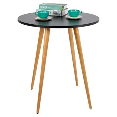 Imagem de Mesa De Jantar Sofia Redonda 70cm – Tampo MDF E Pés Em Madeira 45cm Para Cozinha Ou Sala (Preto)