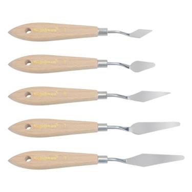 Imagem de AebDerp 5 peças de facas de paleta grande para óleo, tela, conjunto de ferramentas de pintura acrílica espátula de pintura a óleo pá faca de pintura com cabo de madeira (P1)