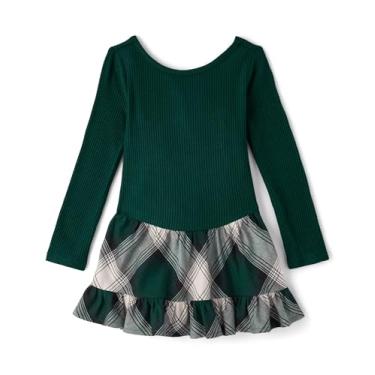 Imagem de The Children's Place Vestidos casuais de manga comprida para bebês meninas e crianças pequenas, Xadrez verde balt, 3 Anos