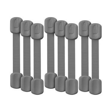 Imagem de Bates- Fechaduras de alça de segurança para crianças, pacote com 6, fechaduras pretas para armário de bebê, fechaduras de vaso sanitário à prova de bebê, fechaduras de gaveta à prova de crianças