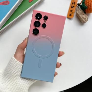 Imagem de Capa de telefone magnética TPU macia para Samsung Galaxy S21 FE S24 S23 S22 S20 Plus Note 20 Capa protetora de cor ultra gradiente, rosa azul, para Galaxy S20 Plus