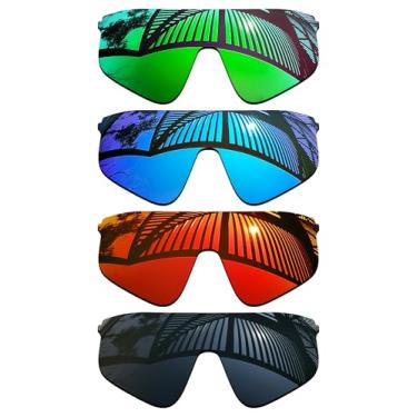 Imagem de MYCOURAG 4 pares de lentes de reposição para óculos de sol Oakley Stunt Devil OO9517 - preto sólido + esmeralda + azul gelo + vermelho fogo