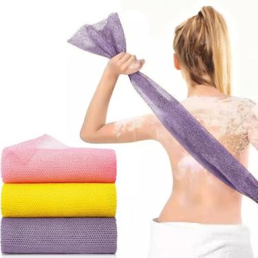 Imagem de 3 peças de rede esfoliante africana, rede de esponja de banho africana de nylon, esponjas de rede de lavagem para chuveiro e banho, rede africana longa esponja de banho esfoliante corporal de chuveiro