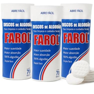 Imagem de Kit 3 Algodão Disco Dupla Face Farol 75g, 210 Discos para Cuidados da Pele Estética Remover Maquiagem
