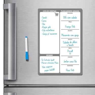 Imagem de Ímã de geladeira porta recados planner 20 x 30cm modelo cinza - Micro 