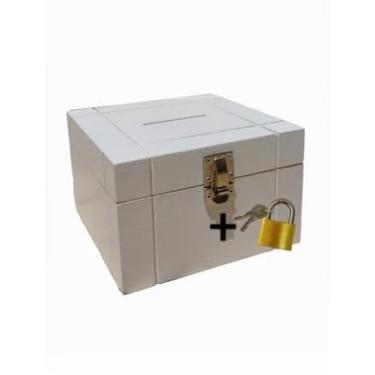 Imagem de Cofrinho de Dinheiro, Bau Cofre Caixinha Caixa com Cadeado(Branco)