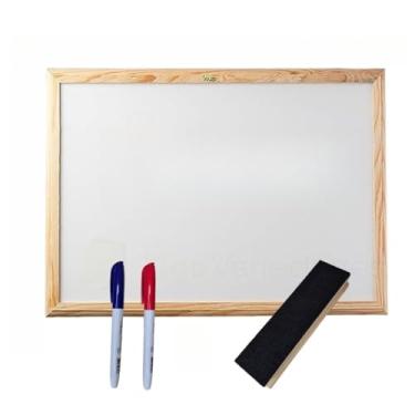 Imagem de Quadro Lousa Escolar Branco Moldura em Madeira 40 * 30cm/60 * 40cm/70 * 50cm/80 * 60cm(40x30 Apagador e 2 Marcadores)