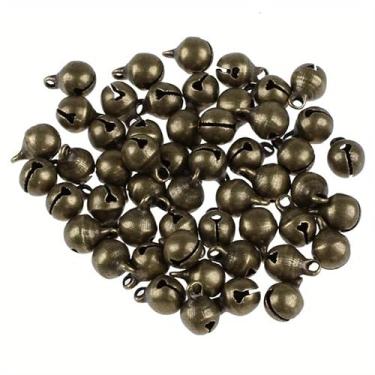 Imagem de 100 peças, 6 mm/8 mm/12 mm, sino de bronze retrô feito à mão, pequeno, cobre, sinos de cobre, ferramentas para fazer pulseiras, acessórios de campânula, decoração de casa, artesanato (12 mm)