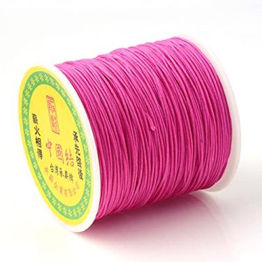 Imagem de 100 jardas/rolo 0,8 mm fios trançados de nylon cordão de nó chinês cordão de joias cordão rosa profundo para artesanato faça você mesmo Kumihimo pulseiras de macramê para fabricação de suprimentos