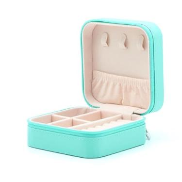 Imagem de Estojo de joias de viagem - Presentes de agradecimento ao professor - Pequena caixa organizadora de viagem de joias essenciais de viagem presente de Natal para mulheres. Verde