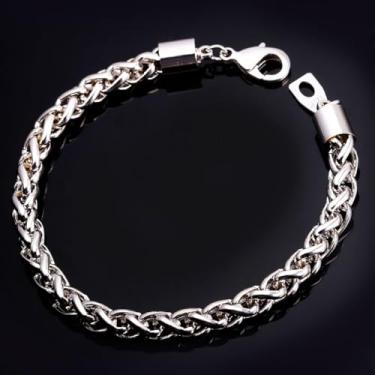 Imagem de Pulseiras masculinas ajustáveis com pingente de trigo/elos rolo/cubano/corrente de cobra empilhável joias modernas, One Size, Cobre, Sem Pedra Preciosa