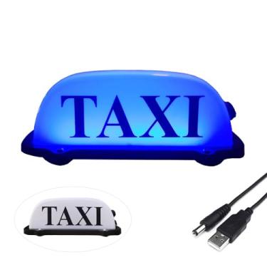 Imagem de Luz de sinal de táxi de bateria recarregável USB, placa de táxi de teto com placa magnética à prova d'água com teto iluminado na parte superior da cabine de táxi, luz LED de táxi à prova d'água com