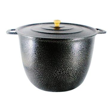 Imagem de Caldeirão Alça Alumínio Craqueado com Tampa 16,7L Preto 34cm