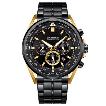 Imagem de Relógio De Pulso Masculino Aço Inoxidável De Quartzo Casual Esportivo Preto