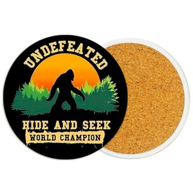 Imagem de Pacote com 2 porta-copos de cerâmica Bigfoot porta-copos absorventes para bebidas com base de cortiça, tapete de copo para mesa de escritório decoração xícara de café vinho cerveja bar porta-copos 9,5