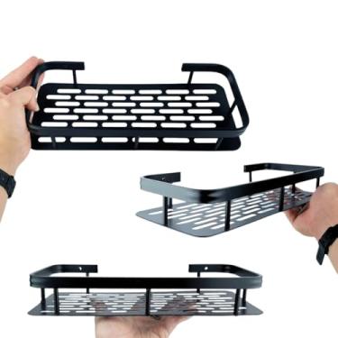 Imagem de Kit 2 Suporte para Banheiro Organizador de Alumínio - Prateleira Retangular Porta Shampoo, Sabonete e Condicionador - Preto 36cm