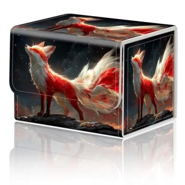 Imagem de Caixa de armazenamento de jogo de cartas para TCG Deck Box MTG Card Box Organizer Trading Card Box Commander Deck Box TCG Card Storage Box Magnetic Closure Creative Pattern até 200 cartas, uma linda