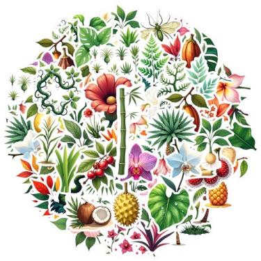 Imagem de 70 peças, natureza, floral, jardim, botânica, tropical, adesivos, brinquedo, papelaria, adesivos, folhosos, à prova d'água, graffiti para notebook, bagagem, celular, copo, laptop, bagagem, álbum de