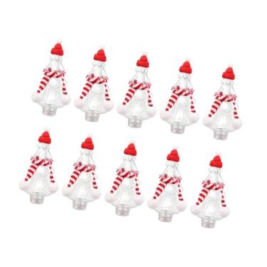 Imagem de Bothyi Conjunto de 10 Garrafas de Natalinas com Tampa, Garrafas de Água Reutilizáveis ​​em Formato de Árvore de Natal com Cachecol e Gorro para Café