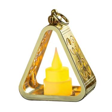 Imagem de Fenteer Luminária de cabeceira criativa, luminária de mesa triangular, ideia de presente, luz noturna portátil, luz noturna LED para armário, escritório, Ouro