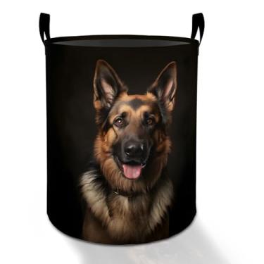 Imagem de Cesto de roupa suja para cães pastor alemão para meninos, meninas, crianças e adultos, cesto de armazenamento de roupas Oxford dobrável à prova d'água, organizador de animais de estimação para quarto