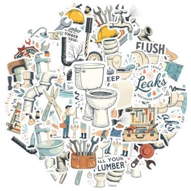 Imagem de 35 peças de ferramentas de encanamento adesivos de manutenção de brinquedos adesivos de encanamento decalques de ferramentas mecânicas para guitarra, laptop, capacete, skate, guitarra, faça você mesmo