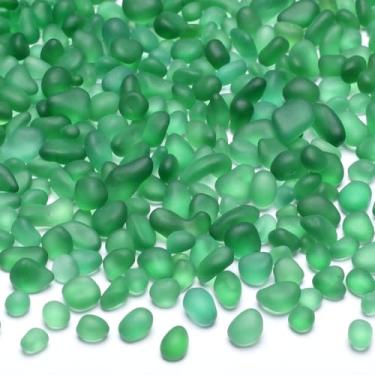 Imagem de SUREAM Cascalho de rochas de aquário de 400 g, seixos verdes de aquário para tanque de tartaruga, pedras de vidro para vasos, seixos decorativos para enchimento de vasos, decoração de jardim doméstico