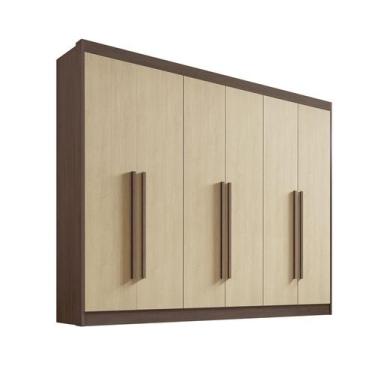 Imagem de Guarda Roupa Casal 6 Portas 7 Gavetas com pés Athos - D' Doro, Castanh