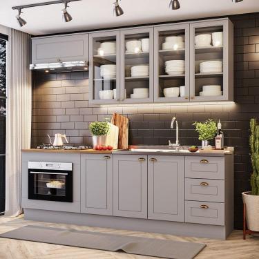 Imagem de Cozinha Compacta 6 Peças Com Módulo Forno De Embutir Amy Casa 812 Cinza