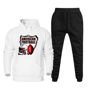 Imagem de Conjunto Moletom Plus Size Estampa Futebol Americano Calça Ajustavel Confortavel Tamanho Grande