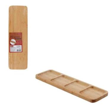 Imagem de Petisqueira bambu nature retangular 4 divisoes - WellMix