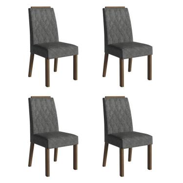 Imagem de Kit 4 Cadeiras De Jantar 4256 Com Espaldar Rustic-silver Madesa