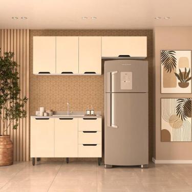 Imagem de Cozinha Modulada 3 Peças sem Tampo Maeena Politorno, Branco Creme