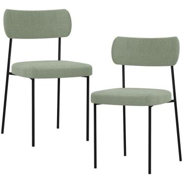 Imagem de Kit 02 Cadeiras Estofadas Para Sala De Jantar Melina L02 Bouclê Oliva