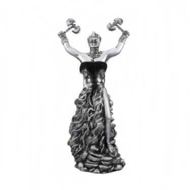 Imagem de Xango 2 Machados Orixá em Resina Camasi Guimarães, Prata