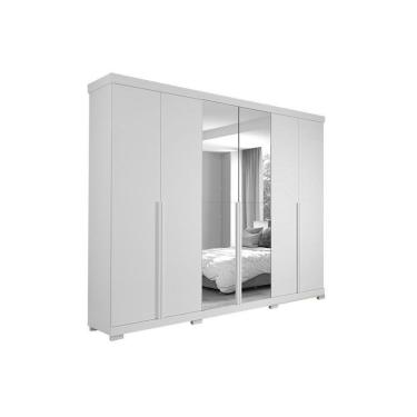 Imagem de Guarda Roupa 6 Portas E 6 Gavetas C- Espelho E Pés Guarapari Branco - Panan