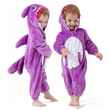 Imagem de DILUFUN Baby Infant Boys Girls Shark Onesie Costume,Toddler Halloween Cosplay Onesie Costume,Funny Warm Dress Outfit 3-36months