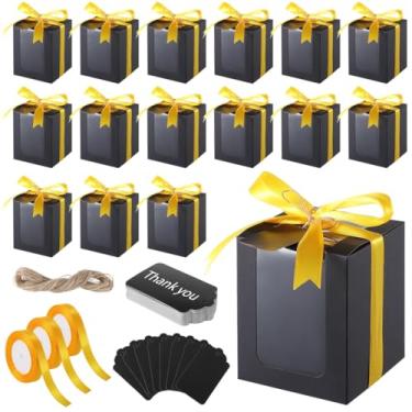 Imagem de 50 caixas de presente para vidro sem haste de 255 g, caixas de embalagem de presente de janela transparente com fita de corda de cânhamo, caixas de presente de taça de vinho para festa de aniversário