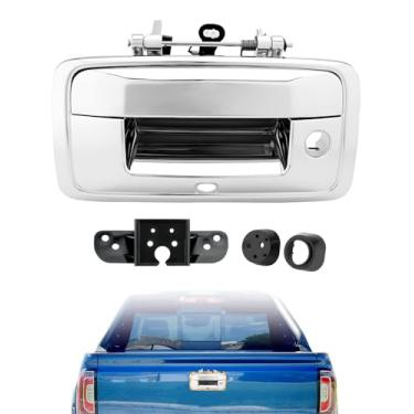 Imagem de Kit de alça de porta traseira cromada com orifício para câmera, compatível com Chevy Silverado 2016-2019 e GMC Sierra 1500 2500 3500 HD, trava externa para porta traseira com fechadura, OEM # 23448681