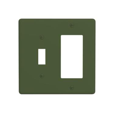 Imagem de Wmhusu Capa para interruptor de luz, verde oliva, 2 gangs, conjunto de balancim, placas de parede, placas decorativas de interruptores e capas de tomada para banheiro, quarto, decoração de casa