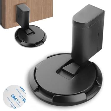 Imagem de Rolha de porta magnética, altura moderna ajustável, suporte de porta de vidro de segurança montado na parede, sem furadeira, batentes magnéticos para a parte inferior da porta, batente de porta de