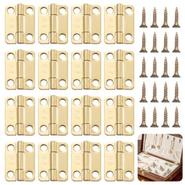 Imagem de 16 peças de dobradiças de aço inoxidável para pequenas caixas de madeira, pré-perfuradas com 66 parafusos, ideal para artesanato