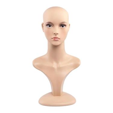 Imagem de OIIBWQ Cabeça de manequim feminina, busto, peruca, suporte de cabeça com ombro para estilistas de lojas domésticas, Style C