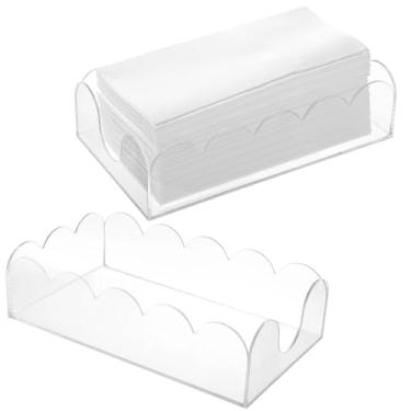 Imagem de 2 peças de porta-guardanapos de acrílico transparente, design recortado para cozinha, banheiro, jantar, festas e casamentos, organizadores de papel elegantes