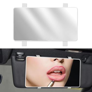 Imagem de HQRNYP Viseira de espelho de carro, espelho de vaidade de carro, viseira automotiva grande HD retrovisor cosmético com tiras, acessórios automotivos para veículos, proteção solar, maquiagem cosmética