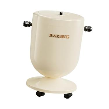 Imagem de Bothyi Lixeira com tampa, lixeira móvel com rodas, decorativa de 15 litros para sala de estar, banheiro de trailer, Creme