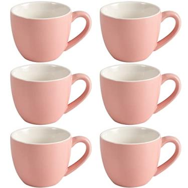 Imagem de homEdge Mini xícara de café expresso de porcelana, 85 g/90 ml minúsculas canecas de café Demitasse para expresso, chá - conjunto de 6, rosa